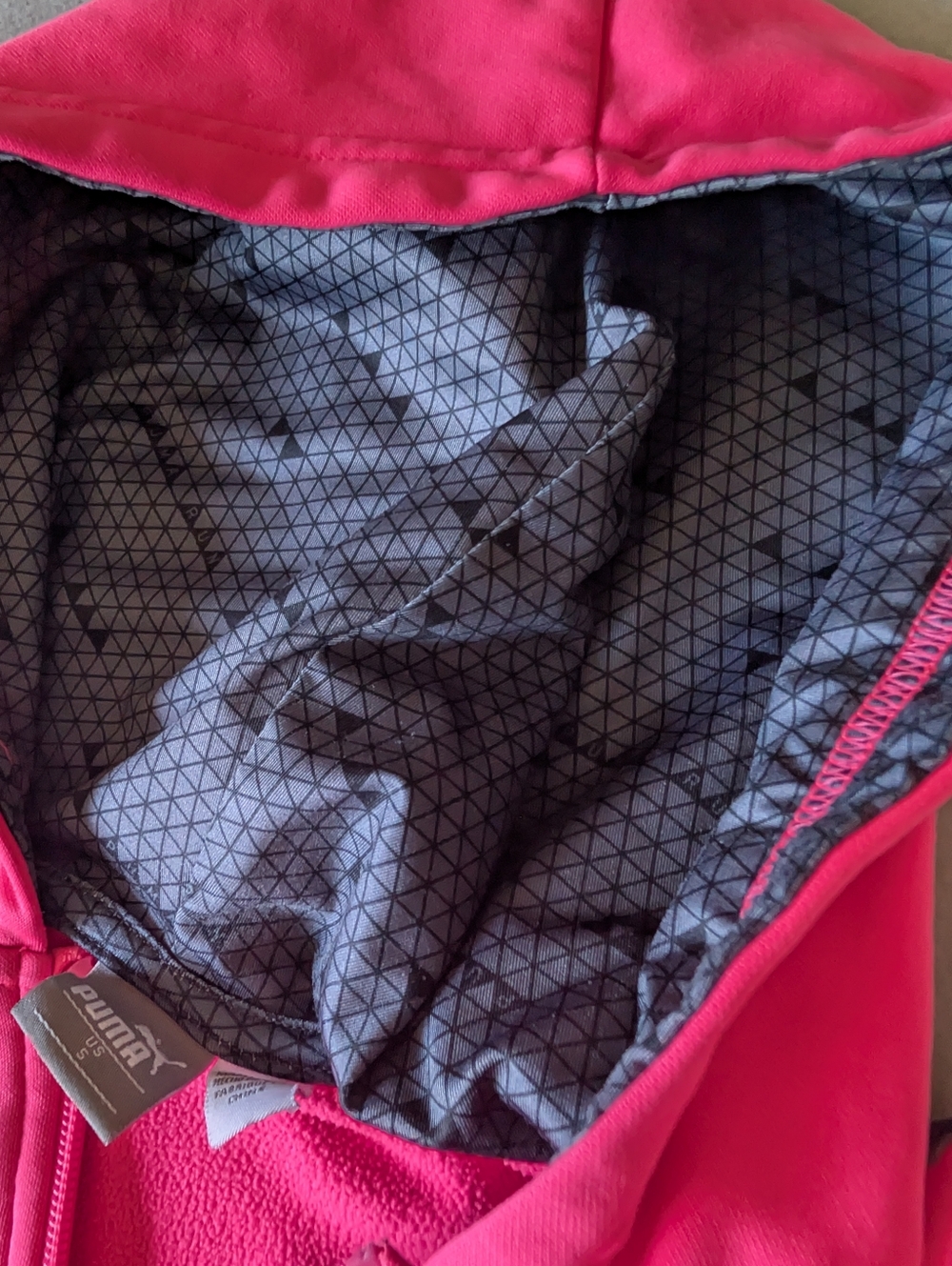 Puma Neon Pink Grey Athletic Hoodie Sweatshirt Legging Set Sz 5 Geometric Print image 8